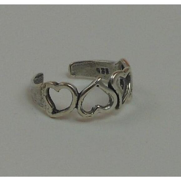 Vintage Sterling Silver Hearts Toe Ring - NOS Boho Jewelry from Thailand, 925 - Picture 3 of 6